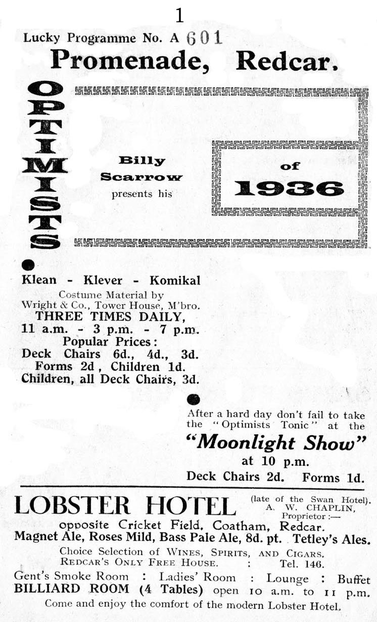 Optimists programme from 1936